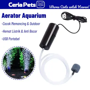 Aerator Aquarium Pompa Oksigen Portabel USB Cocok Memancing & Outdoor Hemat Listrik & Anti Bocor