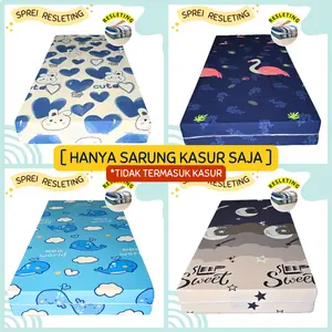 Sarung Kasur Busa Resleting Motif Karakter Bulan Bintang 90x200 120x200 Single No.4 Bahan Katun
