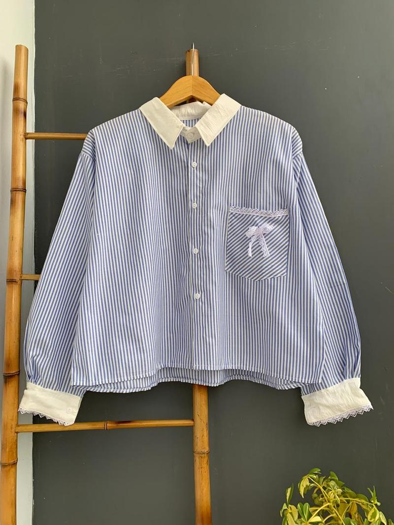 Product Introduction of Lulu blouse strip salur premium LD 110 120 130 140 kemeja crop jumbo 1