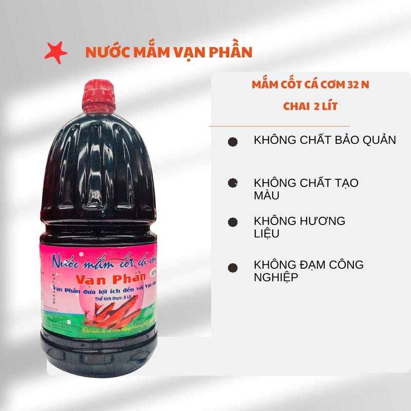 1 Can Nước mắm cốt các cơm 32 N 2L (32 độ 2L). Nước mắm truyền thống được làm từ cá cơm và muối ăn, không dùng các chất phụ gia công nghiệp Gia Vị Nước Sốt nuoc mam