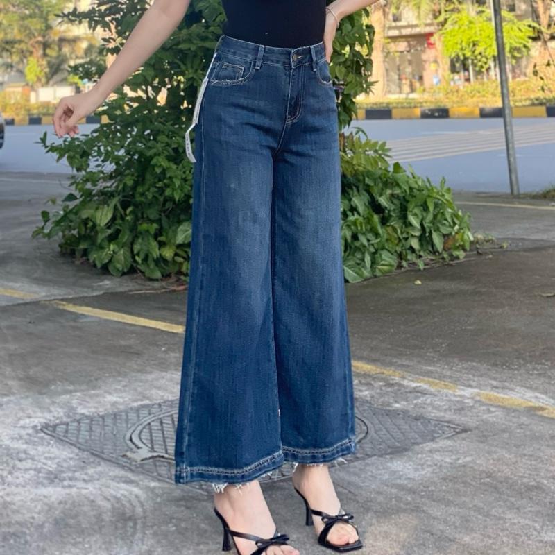 QUẦN 9 TẤC QUẦN JEAN NỮ QCCC ÔNG XUÔNG MÀU XANH ĐẬM CHẤT KHÔNG CO GIÃN MÀI THỜI TRANG 10202