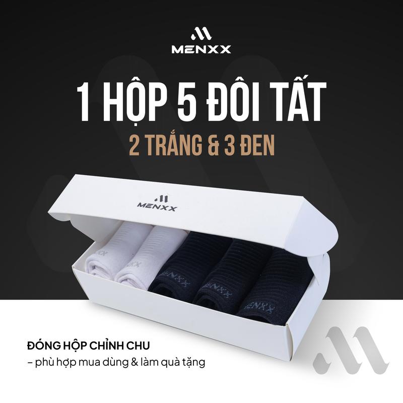 Hộp 5 Đôi Tất MENXX M50, Cotton Cao Cấp, Co Giãn Đàn Hồi, Nam Nữ, Basic