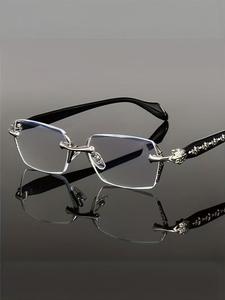 Gafas de moda retro sin montura para recortar, gafas decorativas de alta gama, perfectas para usar en la oficina, diseño elegante y estiloso