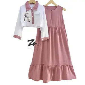 Kania Baju Anak Perempuan Terbaru Gamis Oneset Kania Dress Bahan Cringkle Airflow Premium Untuk Umur 7-11 Tahun