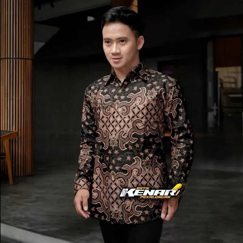 ATAMA| Kemeja Batik Pria Formal Lengan Panjang Halus Premium Keren| Baju Batik Cowok Slimfit| Batik Laki Laki Dewasa Katun Murah Motif Modern Masa Kini Bahan Tebal 7