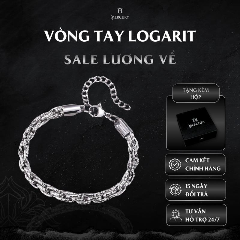 Vòng tay nam Merury Mercury Logarit - Trang sức phụ kiện thời trang đeo tay - Thiết kế mắt xích đồng hồ màu bạc đơn giản