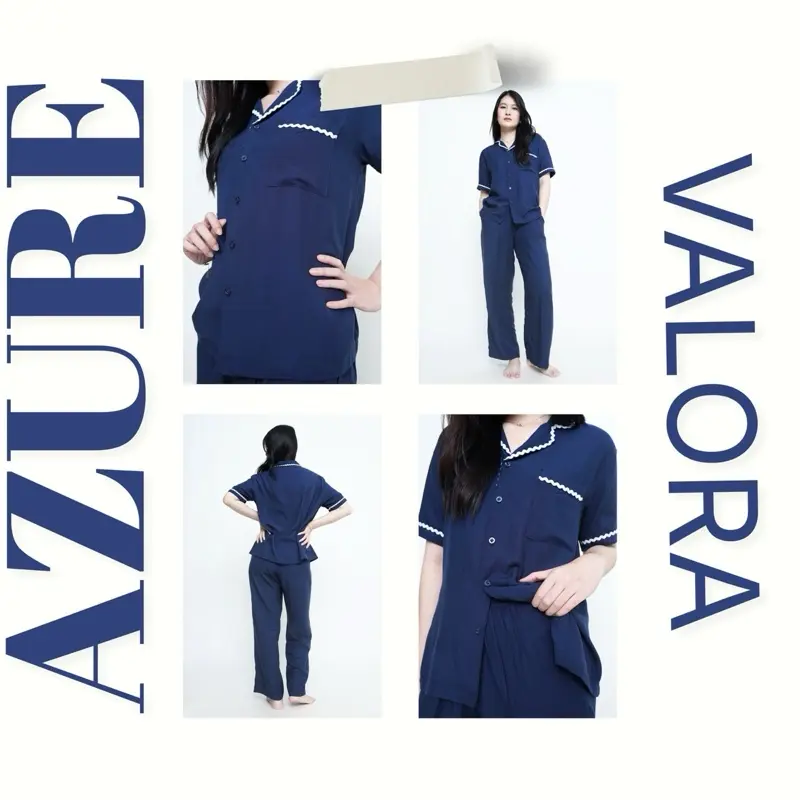 Valora Pajamas Azura Bahan Rayon Premium Twill Lembut Nyaman dipakai Tidur Wanita 3