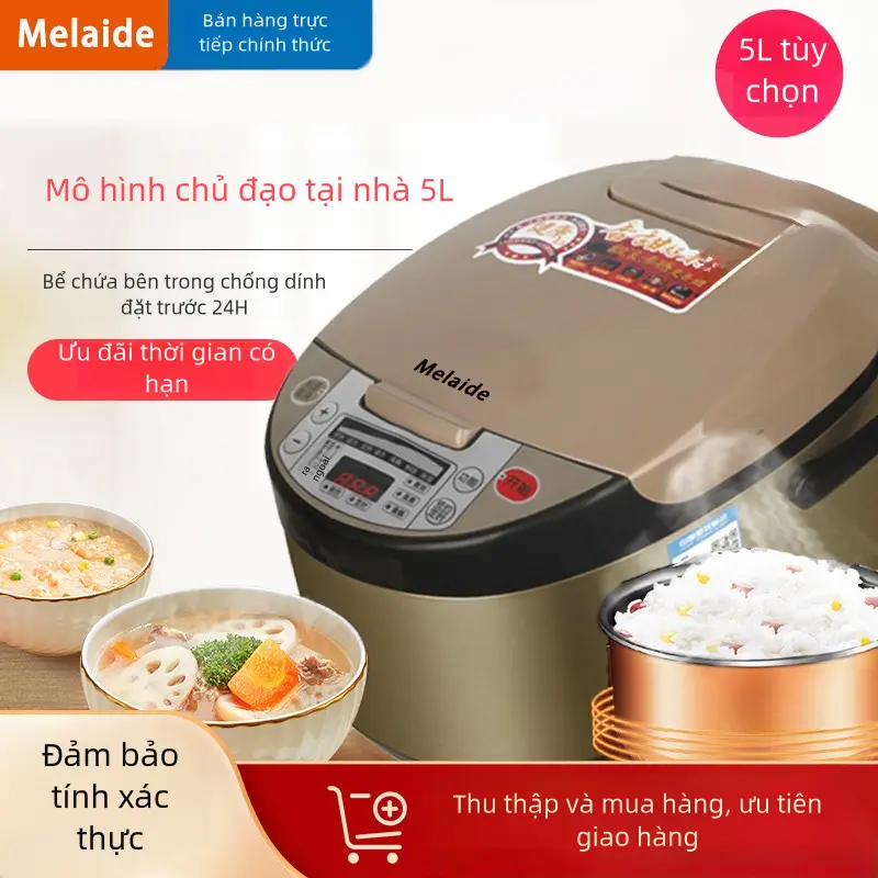 Nồi Cơm Điện Adelaide, Dung Tích Lớn (5 Lít), Nồi 1.8 Lít, Phục Vụ 4 Người, Chế Độ Nấu Đa Năng, Có Hẹn Giờ, Chảo Chống Dính Chất Lượng Cao, Thích Hợp Để Nấu Cơm, Nấu Cơm Nồi Cơm Điện Mini 0