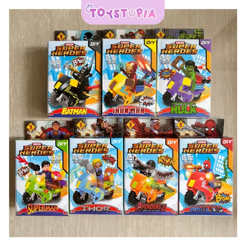 UNION SUPER HEROES Mainan Balok Bricks DIY Batman Iron Man Hulk Superman Spiderman Thor Marvel 0