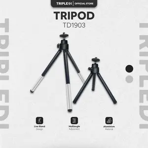 TRIPLEDI Tripod Mini Stand Phone Aluminium Alloy TD1903 Webcam Holder Metal Adjustable Penyangga Camera Live Streaming Konten Kreator
