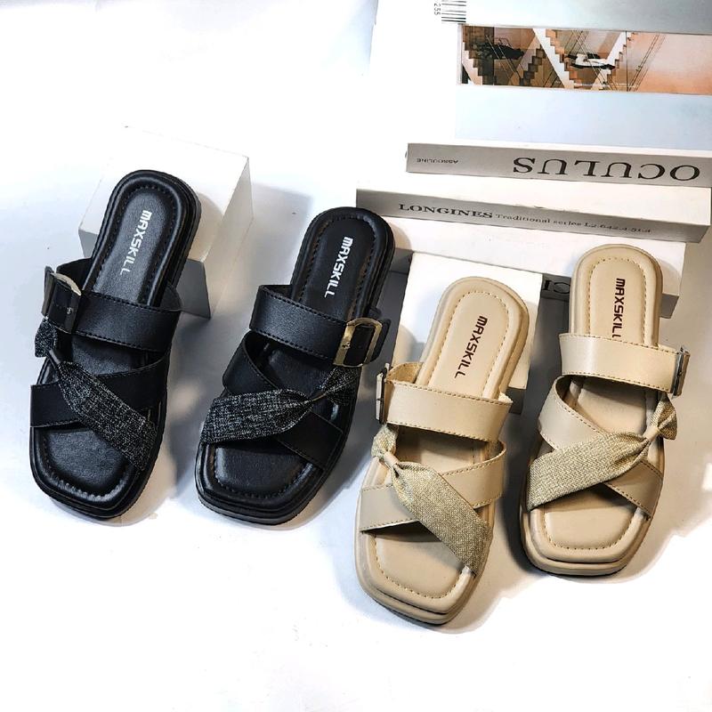MAXSKILL-ELENA  sandal remaja kekinian super lucu elegant  tali bahan kanvas 1