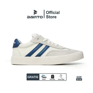 Bavito 36-44 Classic Low Offwhite Navy - Sepatu Sneakers Casual Pria Wanita