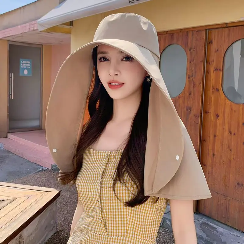Mũ Chống Nắng Có Khăn Quàng Cổ Tích Hợp, Bảo Vệ Cổ, Chống Tia UV, Dành Cho Nữ, Có Che Cổ, Thích Hợp Cho Mũ Chống Nắng nón  của  sakura khẩu  trang  vải  che  hết  mặt maga  hats