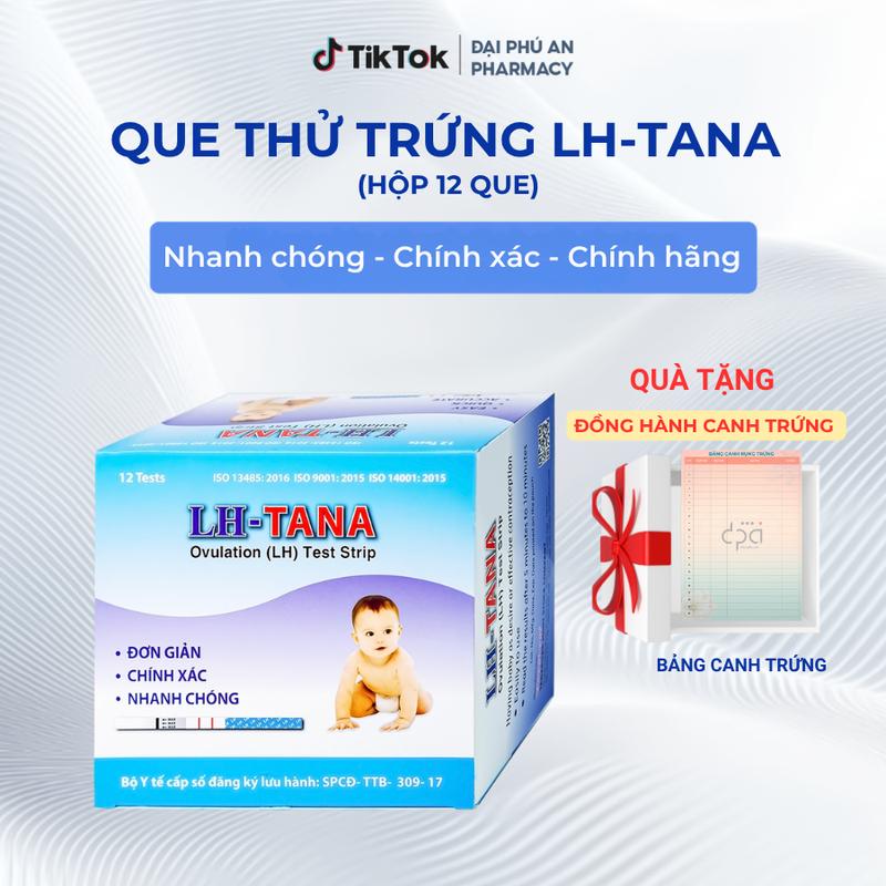   CHE TÊN  Que Thử Rụng Trứng LH-TANA  Hộp 12 que  Hỗ Trợ Xác Định Chính Xác Thời Điểm Rụng Trứng Tăng Khả Năng Thụ Thai 