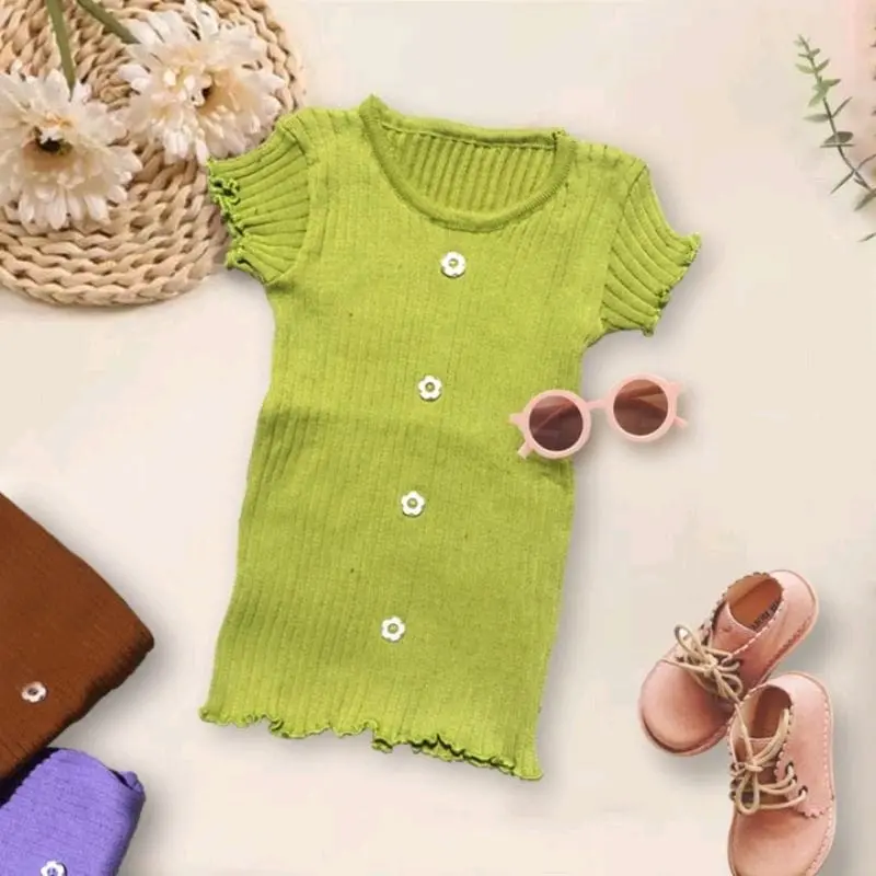 Baju Rajut Anak Perempuab Usia 1-5 thn Baju Gaya Korea Kaos Kancing Jenny Style Bunga Fashion Anak Perempuan Pakaian Sweater
