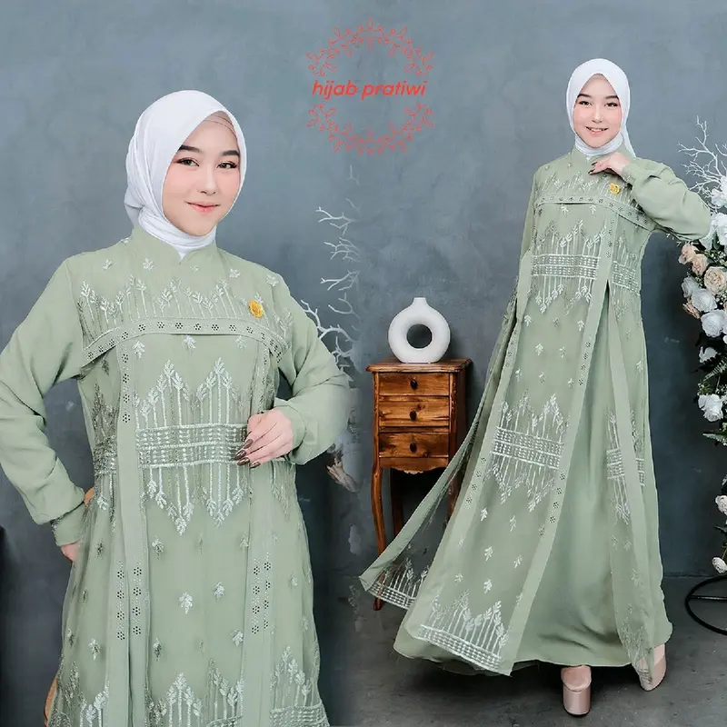Hijab Pratiwi - Nazwa Dress Gamis Cringkel Mix Brokat Sapto Terbaru Gamis Kondangan Elegan Gamis Viral kekinian modern gamis lebaran 7