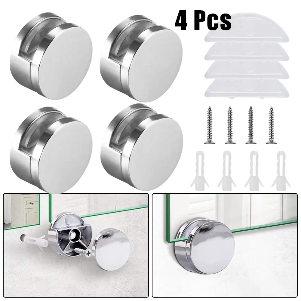 Mirror Clip 4Set Hang Hanging Holder No Drilling Required Round Glass Clip