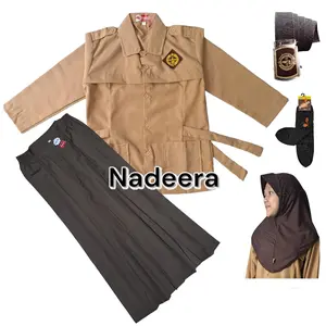 Set Lengkap Seragam Sekolah Sd Kerudung Baju Pramuka Anak Perempuan Panjang Rok Coklat Panjang Kelas 1-6