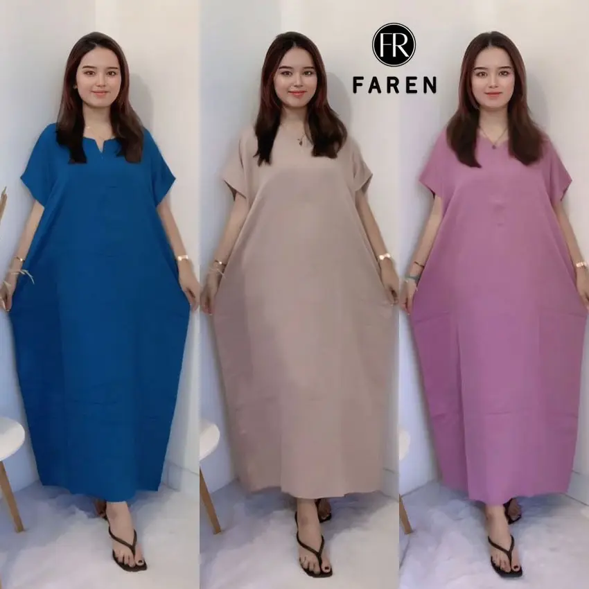 Daster Faren Busui Panjang Semata Kaki Rayon Polos Kekinian Menyusui