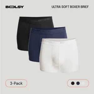BOLSY Ultra Soft Modal Boxer Brief Men 3 PCS | Celana Dalem Premium Underwear Pria Lembut Seperti Kulit