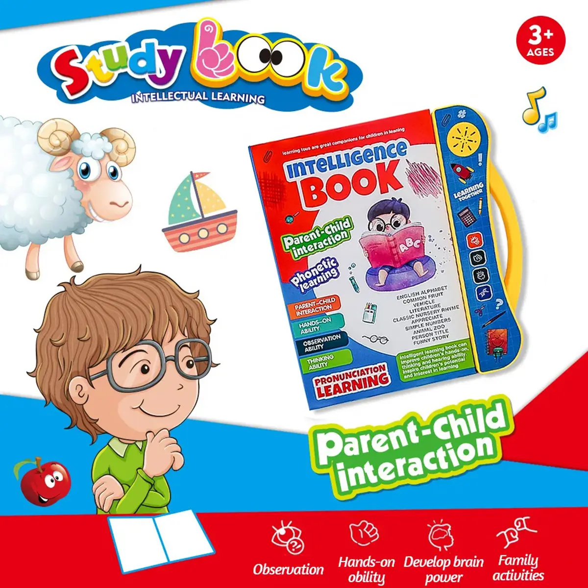 B-BOOK Smart Intelligence Book For Kids Educational Learning Materials Kids Pronunciation Speaking Learning Electric Learning Book Early Education Training for Baby Toys