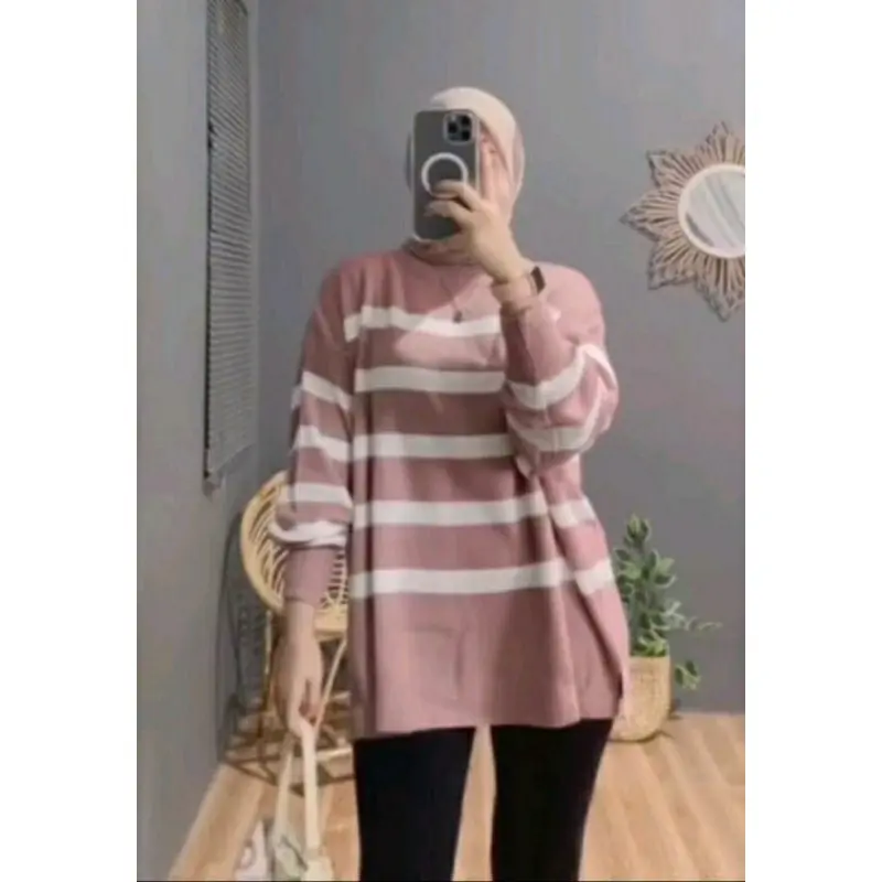 Maudy Sweater Rajut Premium Oversize / Sweater Salur Wanita korea/ Sweater rajut
