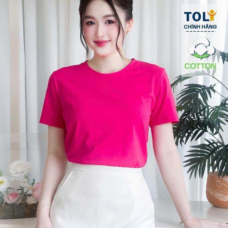 Áo thun nữ cổ tròn TOLI BSB02 – cotton mềm mịn dáng suông dễ phối mặc ở nhà đi chơi đều đẹp