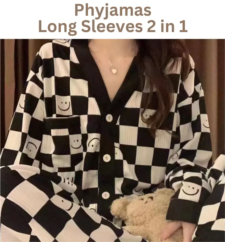 SL-2IN1 Women Pyjames Sleepwear Pajamas Set Baju Tidur Perempuan Pyjamas Buttons