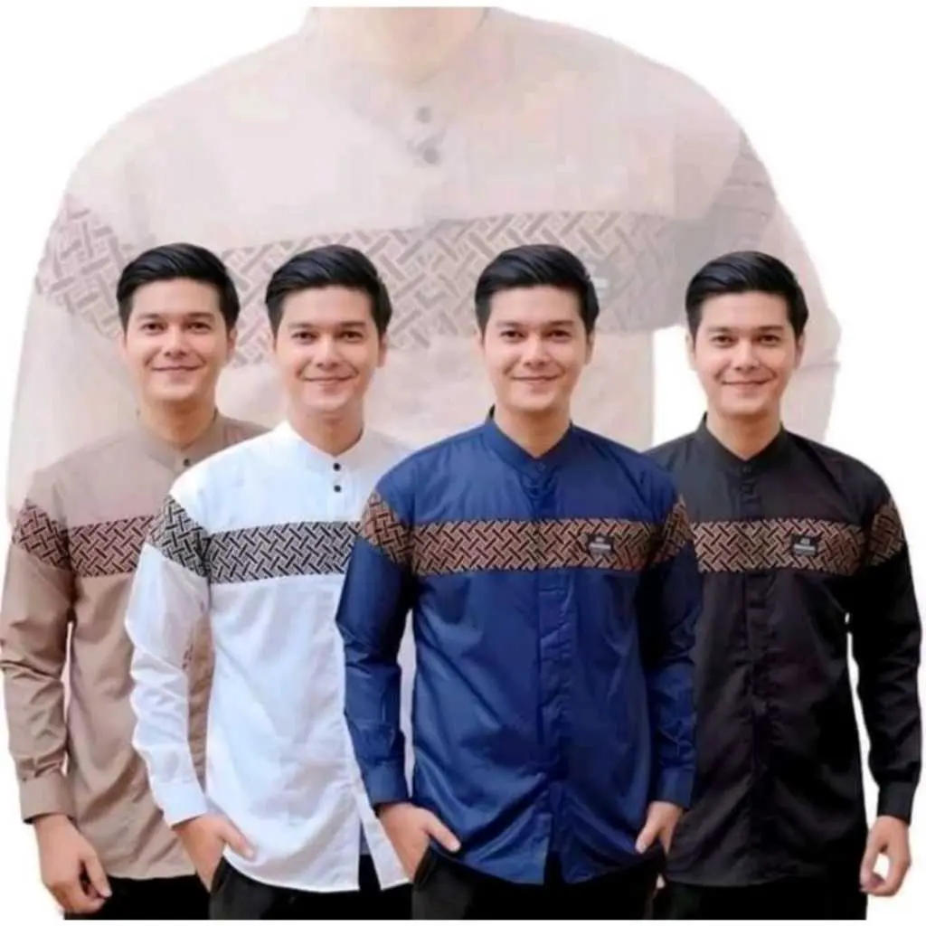 Baju Koko Kobata /Kemeja Koko Pria Dewasa Lengan Panjang Motif Kotak Kotak Kualitas Premium Terbaru