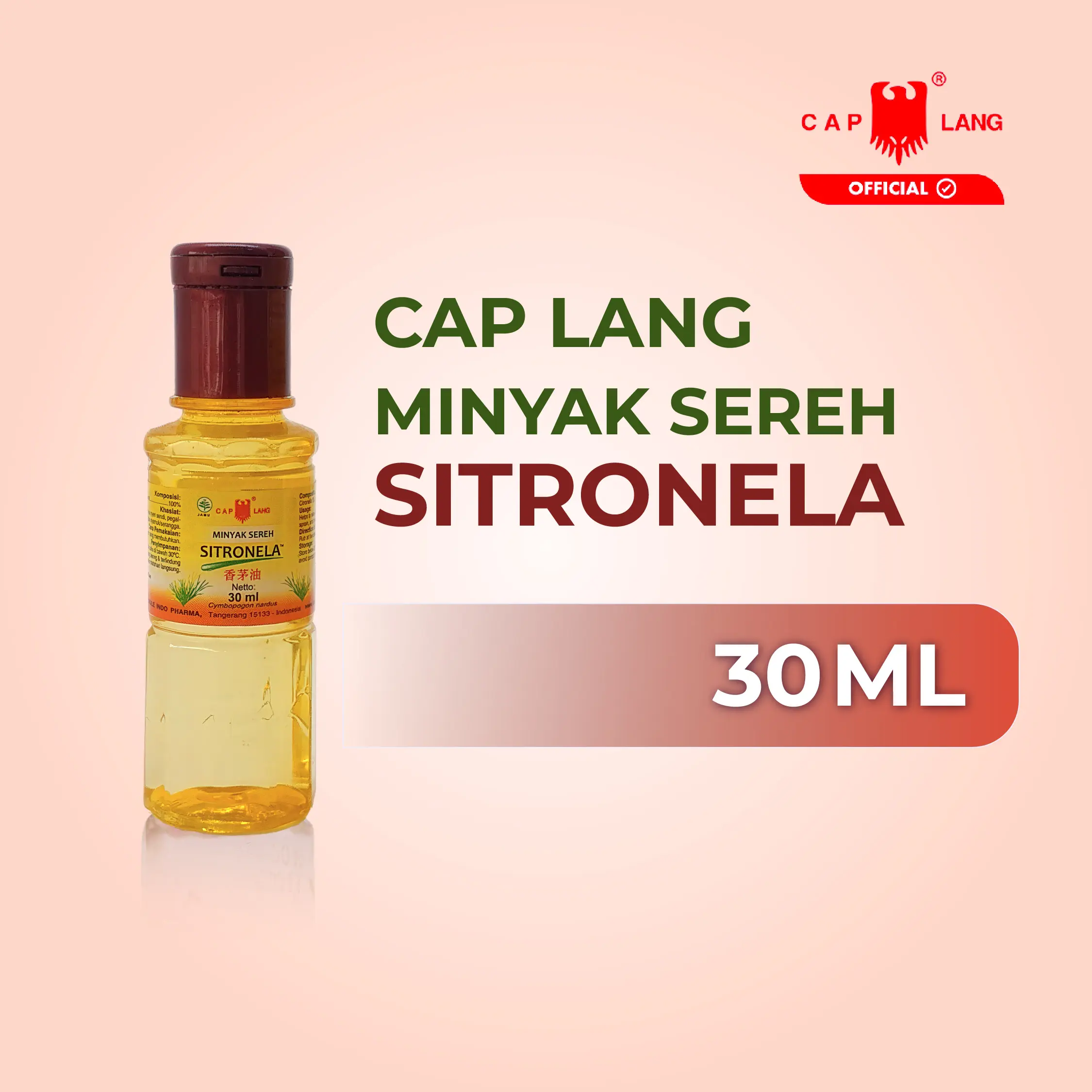 Sitronela Minyak Sereh Cap Lang 30ml - Mencegah gigitan serangga dan Pereda nyeri sendi & keseleo