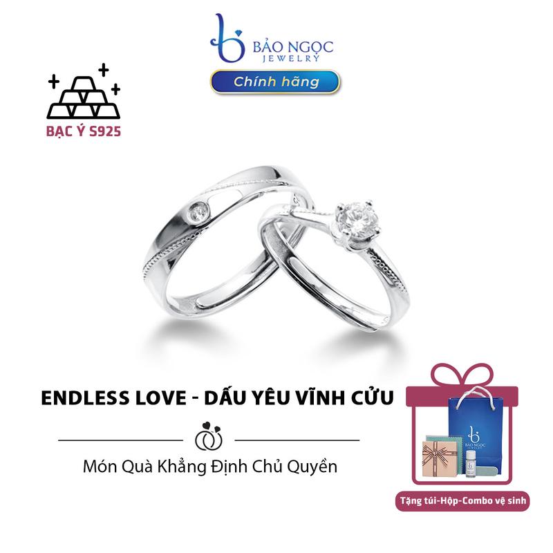  Nhẫn đôi với người yêu bạc chính hãng - Endless Love - Dấu yêu vĩnh cửu -  Món Quà Tình Yêu Ý Nghĩa Kích Cỡ Freesize Tự Điều Chỉnh Quà Tặng 8 3 Valentine - ND2521  Bảo Ngọc Jewelry  