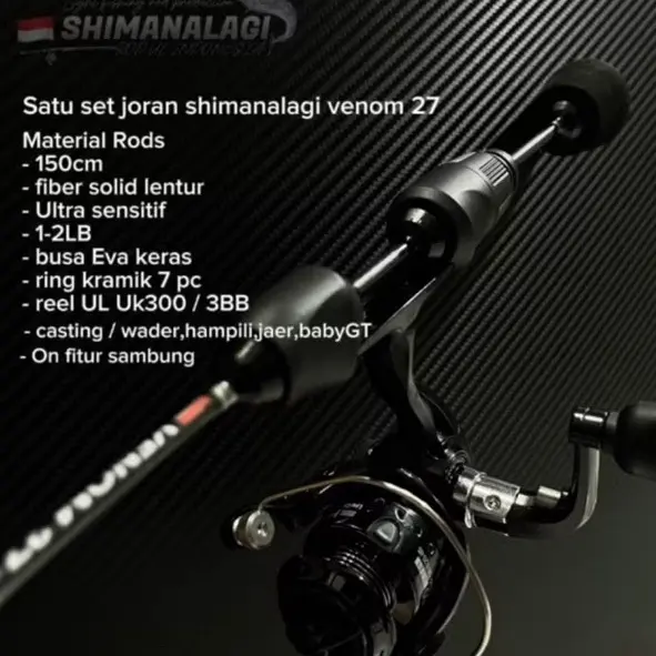 Venom27 Satu set joran UL shimanalagi joran casting waderan black series joran ultralight