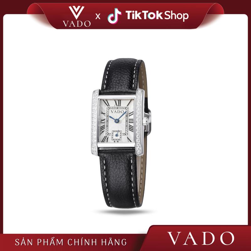 [LIVE - DH1219V] Đồng Hồ Nữ Mặt Vuông Đính Đá Charm Sang Trọng, Dây Da, Phong Cách Thanh Lịch  -  DH1219 VADO