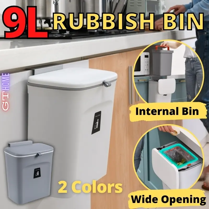 GTHome.sg Hanging Kitchen Rubbish Bin with Lid/dustbin for kitchen ,toilet ,office  study