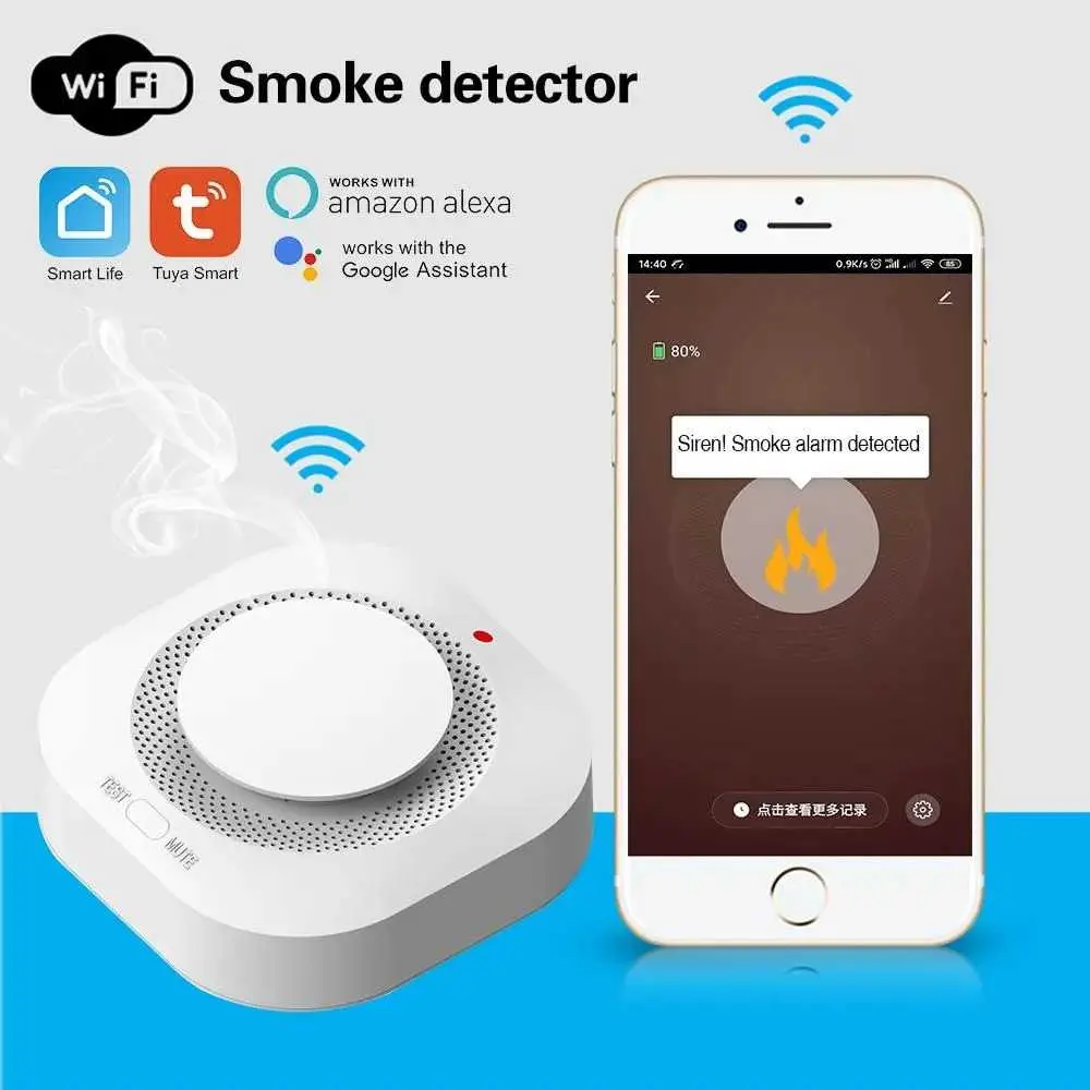 Earykong Smoke Detector WiFi Alat Pendeteksi Asap Kebakaran 80dB - TYSM-01