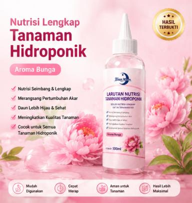 Larutan Nutrisi Tanaman Hidroponik Blue Moon 100ml - Cegah Daun Kuning & Akar Busuk, Percepat Pertumbuhan, Buat Sayuran Subur Berbuah Lebat! - 1 Botol Blue Moon Larutan Nutrisi Hidroponik