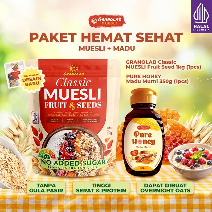 Gambar Paket Bundling Muesli Fruit Seed dan Madu Hutan PURE HONEY | Kombo Hemat dari GRANOLAB MUESLI INDONESIA Kota Administrasi Jakarta Barat Tokopedia