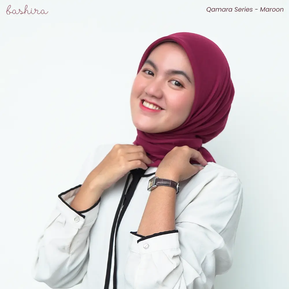 Bashira Hijab - Qamara Series - Maroon (Hijab Polos Segi Empat - Paris Premium)
