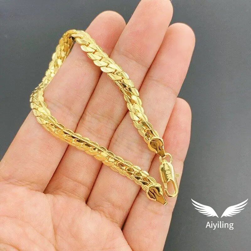 Gelang Rantai, Lebar 5MM, Panjang 21CM, Gelang Rantai Sebelah, Untuk Wanita dan Lelaki, Fesyen, Diperbuat daripada Keluli Tahan Karat