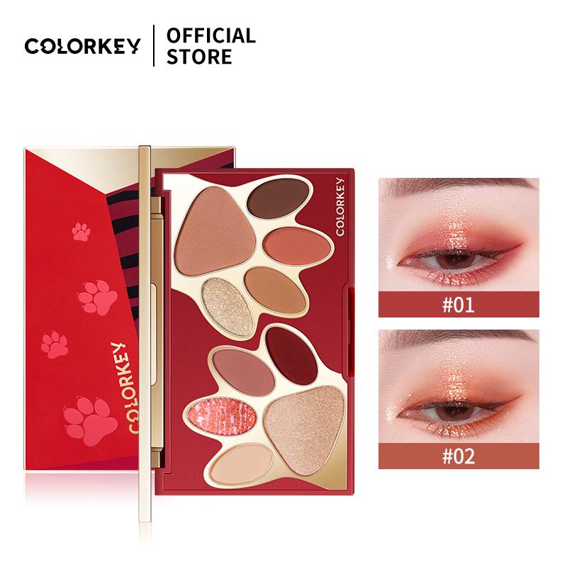 COLORKEY Năm Của Hổ Hạn Chế Eyeshadow Palette Chống Nước Lâu Dài 10 Màu Phấn Mắt Mờ Lắc Chân Nữ