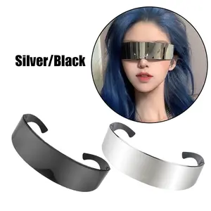 Futuristic Sunglasses Anti-Reflective Kacamata Balap Y2K Punk Sunglasses Anti-Reflective Faceshield Kacamata Sepeda