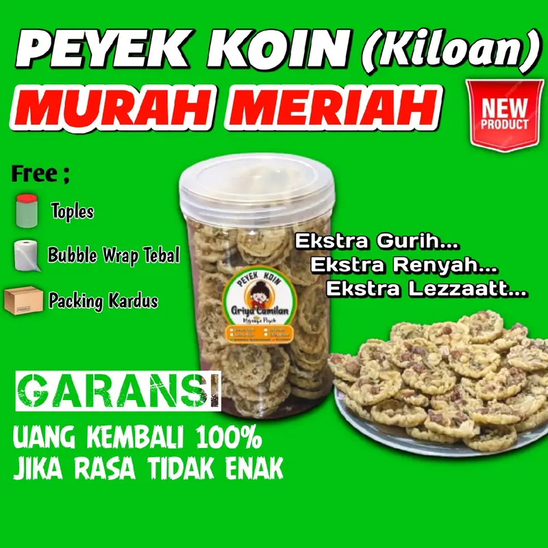 Peyek Koin Viral Super Renyah dan Gurih, Peyek Kacang Hijau, Peyek Kacang Tanah, Peyek Udang Rebon, Peyek Teri Medan Camilan Enak Cemilan Lebaran, Jajan Lebaran 0