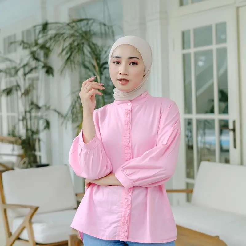Zuribasic Nuna Blouse korean Style Bahan Katun Lenin 2