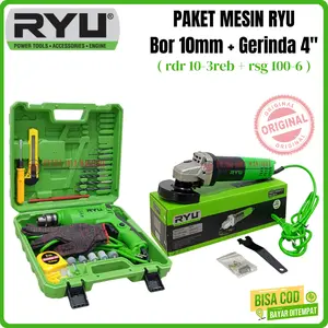 Ryu Paket Gerinda Ryu RSG 100-3 +Bor Listrik Bolak Balik 10mm Koper Set RDR 10-3 REB (PAKET BOR KOPER dan GERINDA RYU) Belakang Tuner Screw Batu Mangkok Obeng Gerinda Saklar Belakang
