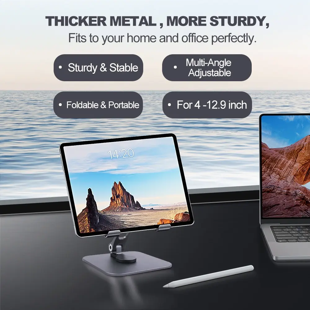 Tablet Stand Holder Aluminum alloy For iPad Pro 12.9/pro 11/pro 12/pro 13 /s8/s9/s10/s12/a9/10.2 mini6 360 degree rotatable for ipad soporte tablet phone Aluminium Penyangga