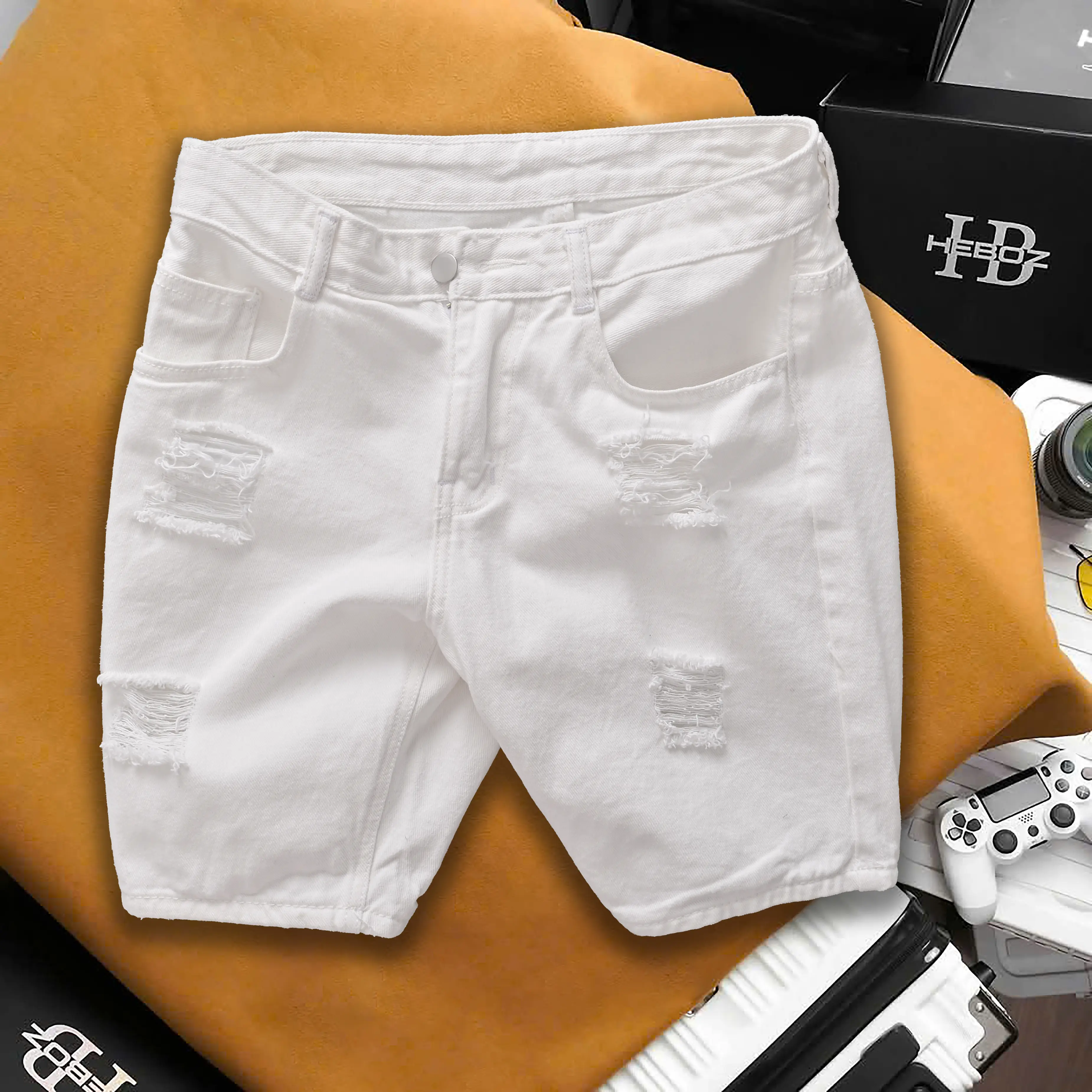 QUẦN SHORT JEAN NAM MÀU TRẮNG RÁCH, TRƠN PHONG CÁCH TRẺ TRUNG HÀN QUỐC MÃ QJS04 Menswear
