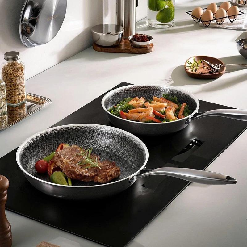 Chảo inox chống dính tổ ong AMERCOOK Aristo 20cm 24cm 28cm – Chảo từ chống dính Hybrid cao cấp 3 lớp chuẩn Mỹ dùng được mọi loại bếp - ARISTO