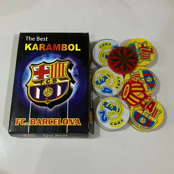 Biji Karambol Tebal 3 mm Motif Barcelona / Random | Koin Krambol Satu Lapis Original | Keping Kerambol 3mm | Coin Carambol Carrom Games