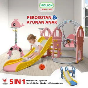 Mainan Ayunan dan Prosotan Anak Swing Slide Perosotan Ayunan Anak Swing Mainan  Plastik Seluncuran Hiburan Anak Playground FREE Ring Berstandar LX 001-M1305