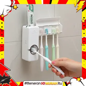Dispenser Odol Pasta Gigi Otomatis Tempel Dinding Holder Tempak Sikat Gigi otomatis Anti Geser